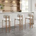 Kiah Ivory Linen Barstool With Natural Oak Effect Frame