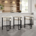 Celine Curved Cream Chenille Barstool With Black Metal Frame