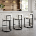 Rhea White Fabric Bar Stool With Black Frame