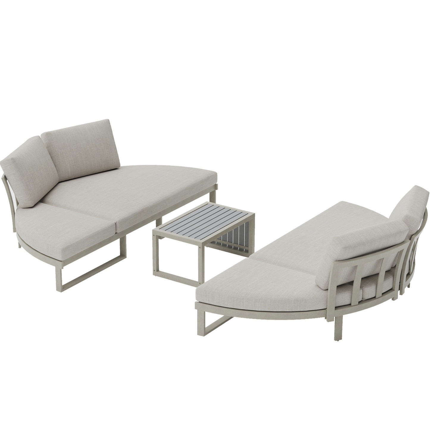 Neutral Light Grey Modular Round Aluminium Sofa Set