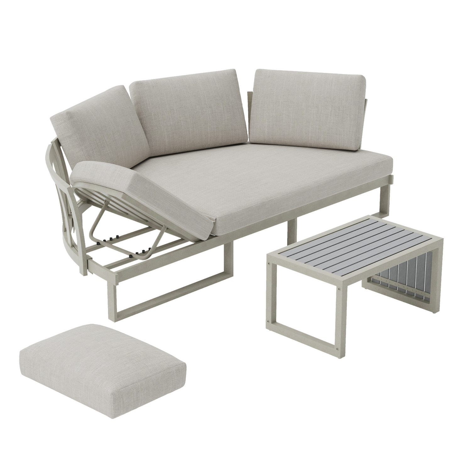 Neutral Light Grey Modular Round Aluminium Sofa Set