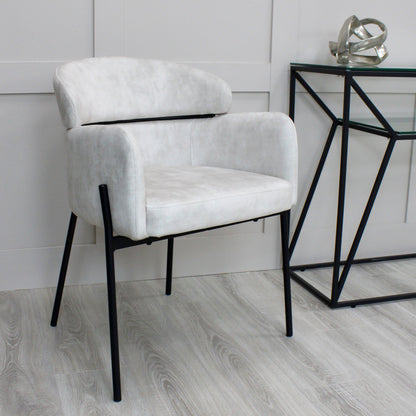 Cream Velvet Dining Chair With Black Frame