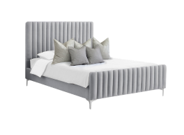 Amelia Grey Chunky Ribbed Headboard Bed