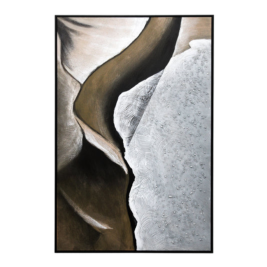 Large Rock Formation Canvas in Neutral Tones with Black Frame