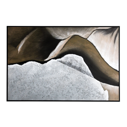 Large Rock Formation Canvas in Neutral Tones with Black Frame