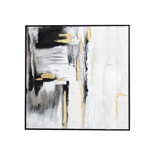 Light and Dark Constrasting Canvas with Gold Accents with Black Frame
