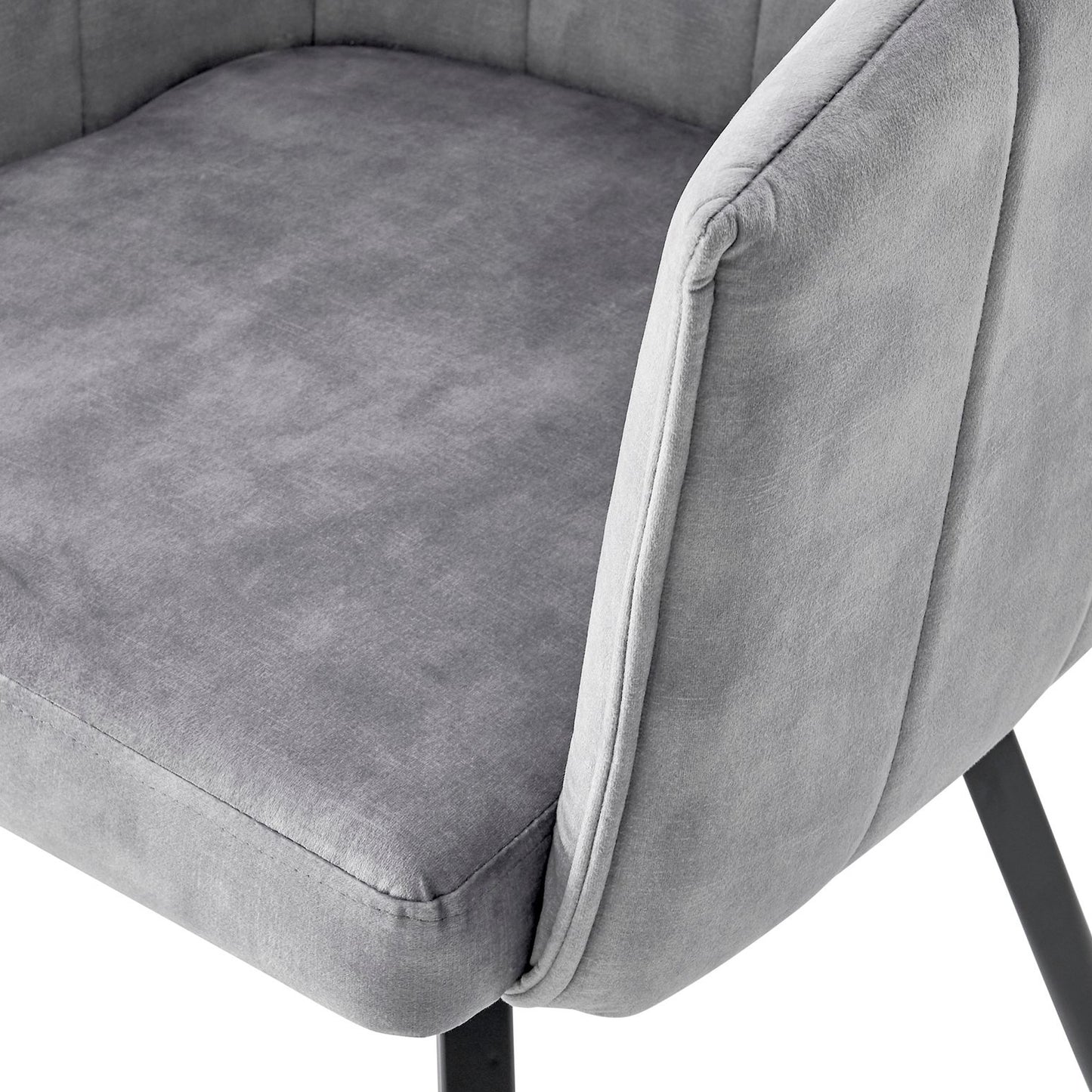 Grey Velvet Dining Chair With Swivel Black Legs