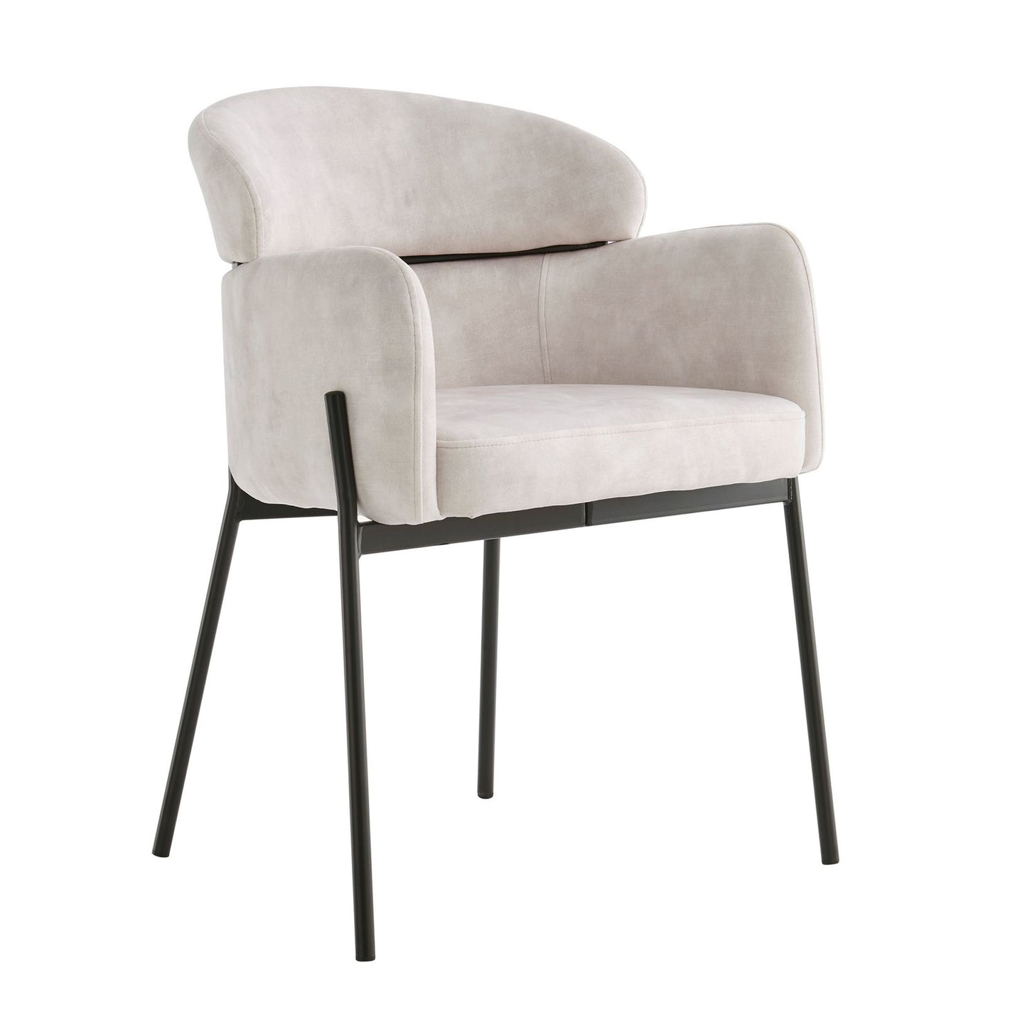 Cream Velvet Dining Chair With Black Frame