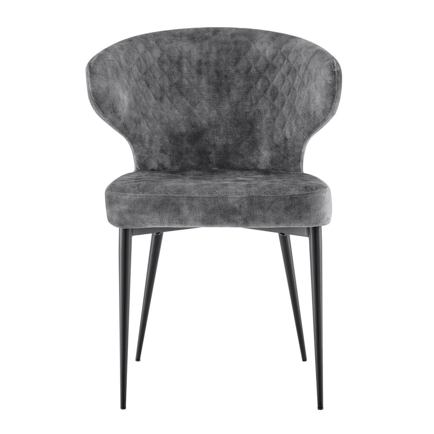 Grey Velvet Dining Chair With Quilting Black Legs