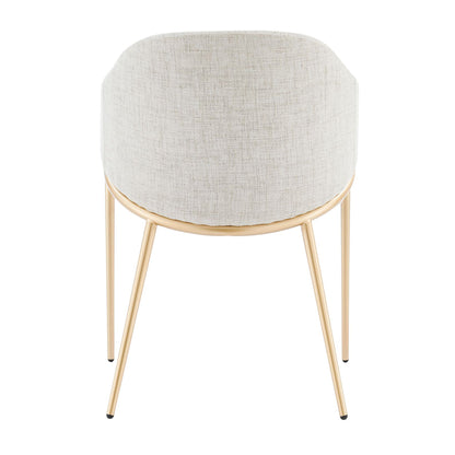 Neutral Light Beige Linen Dining Chair With Gold Frame