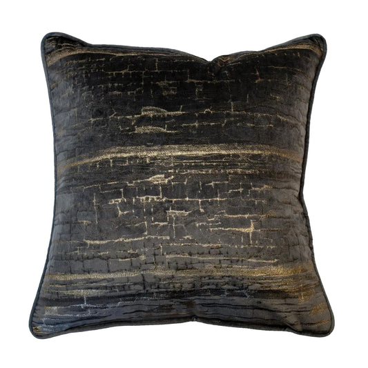 Malini Charcoal & Gold Crackle Cushion