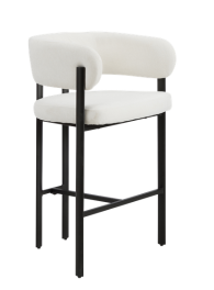 Elle Curved Ivory Linen Barstool