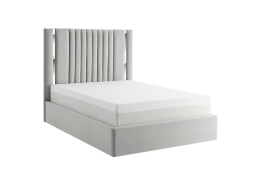 Gabriella Light Grey Ottoman Storage Bed with Chrome Detail