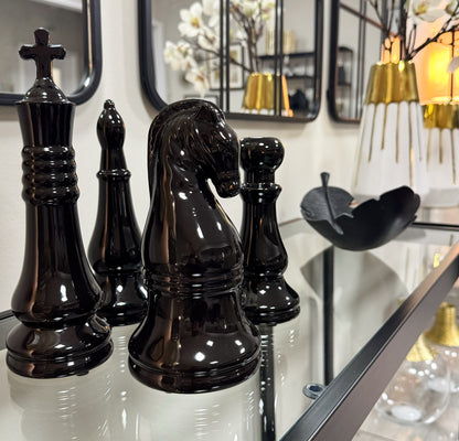 Set of 4 Black Chess Pieces