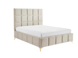 Imogen Velvet Cream Padded Ottoman Storage Bed With Gold Legs