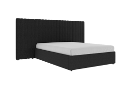 Inaya Black Velvet Wide Panel Fabric Headboard Ottoman Storage Bed King Size