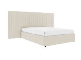 Inaya Cream Velvet Wide Panel Fabric Headboard Ottoman Storage Bed King Size