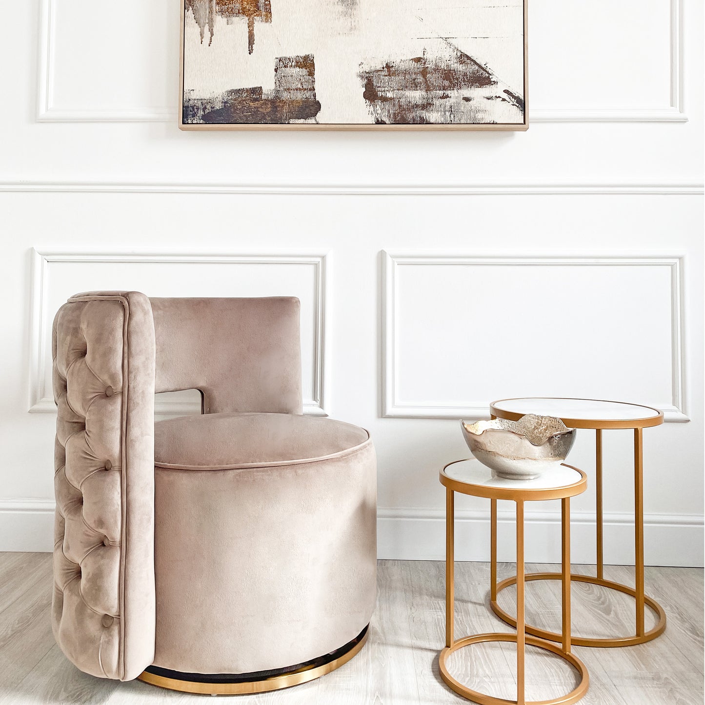 Mink Velvet Swivel Chair