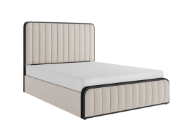Olivia Cream Velvet Ottoman Storage Bed With Black Fabric Edges