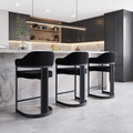 Camilla Curved Black Chenille Barstool