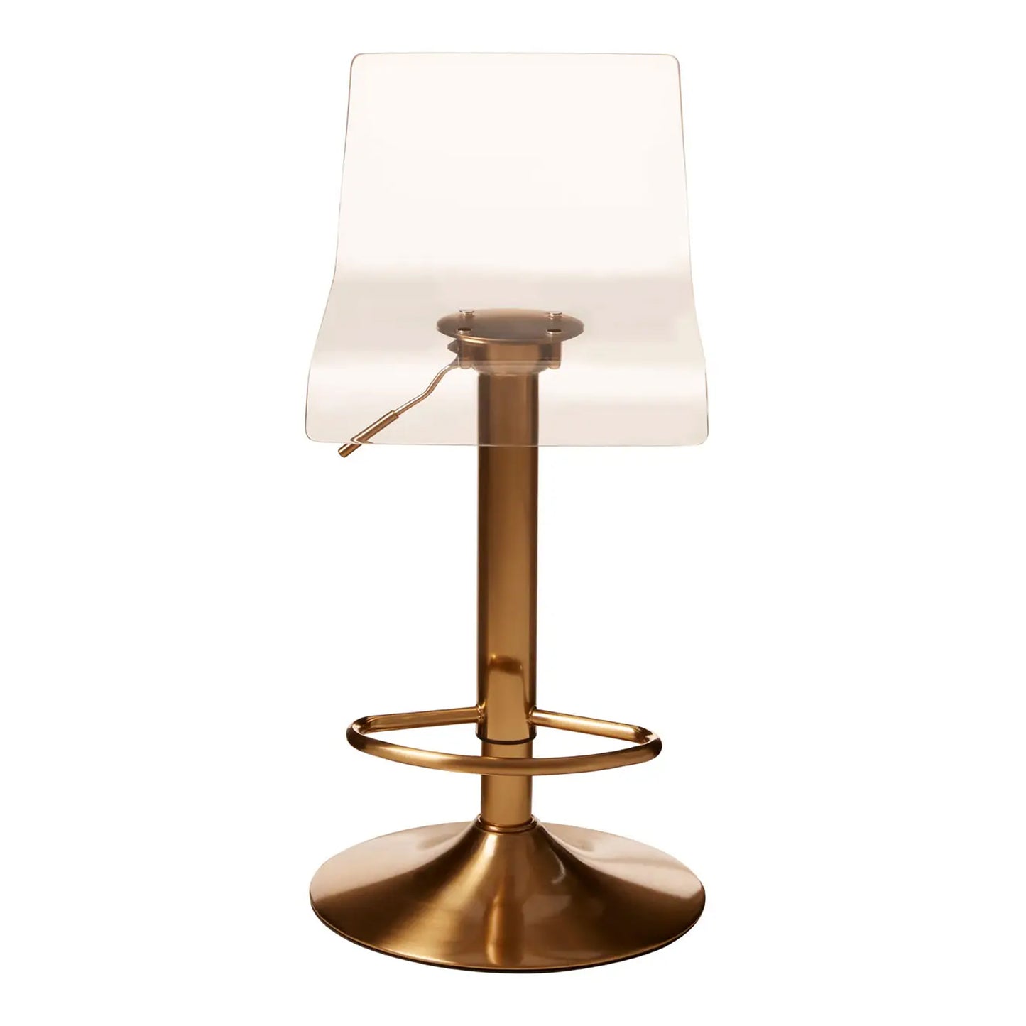 Clear Acrylic Bar Stool With Brass Base
