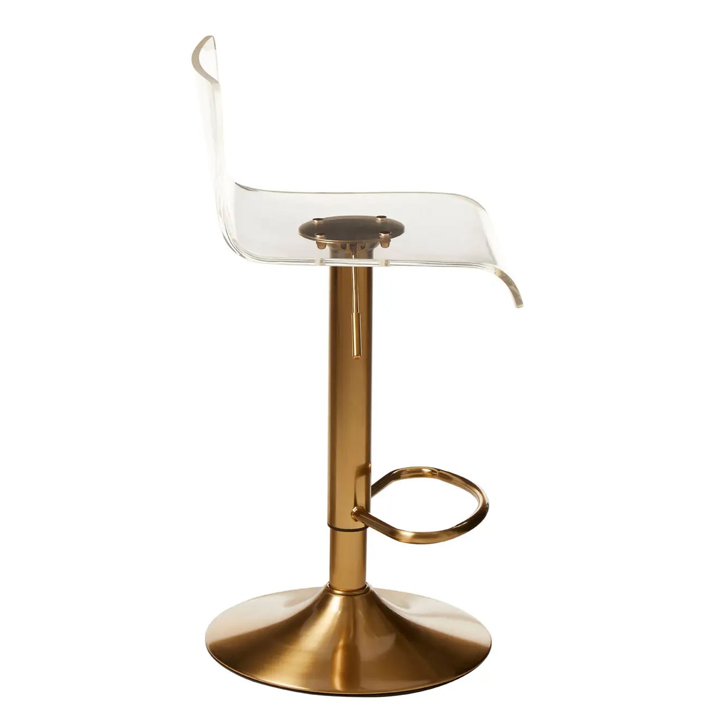 Clear Acrylic Bar Stool With Brass Base