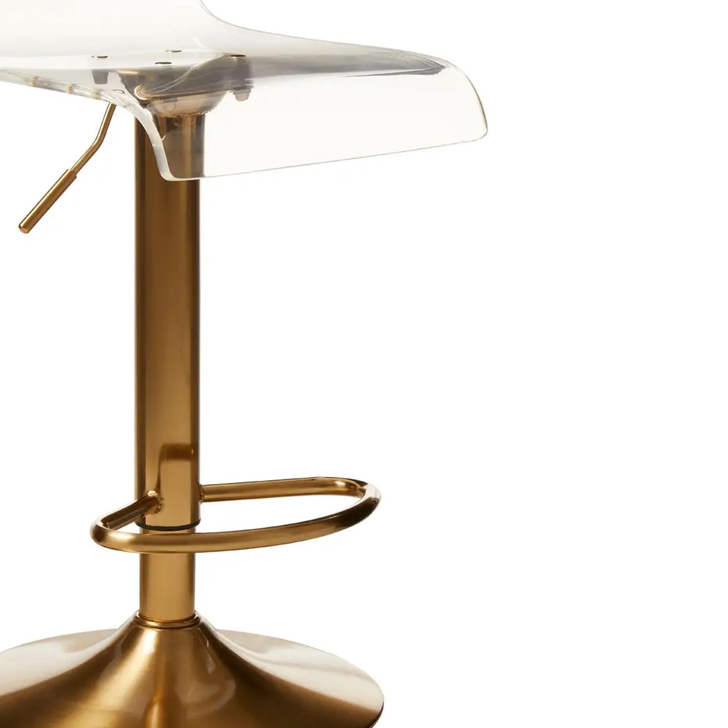 Clear Acrylic Bar Stool With Brass Base
