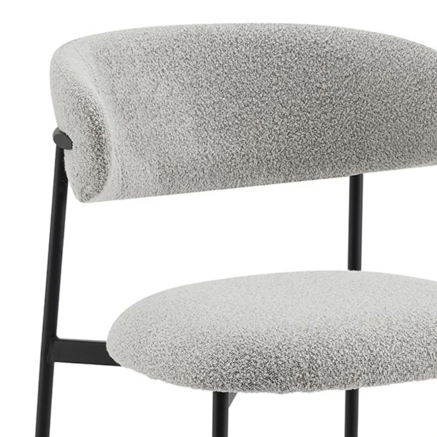 Light Grey Boucle Dining Chair with Black Slimline Frame