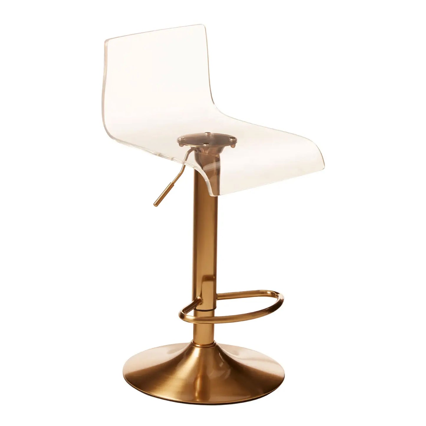 Clear Acrylic Bar Stool With Brass Base
