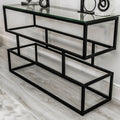Lina Clear Glass Console Table With Matte Black Frame