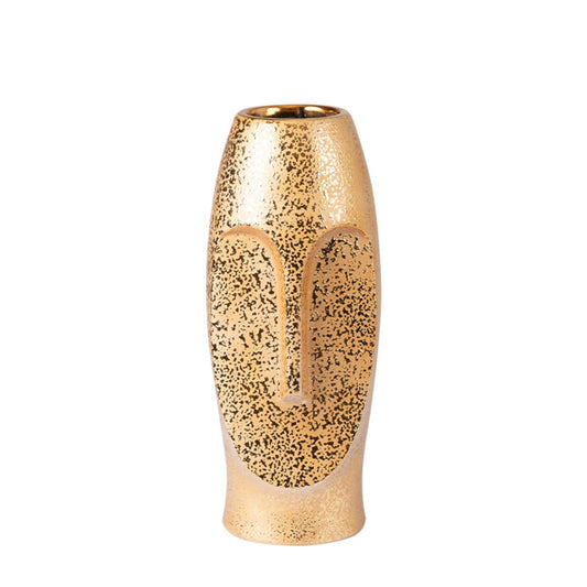 Gold Textured Face Vase Medium