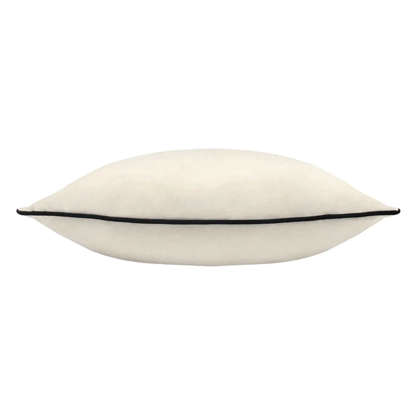 Ivory Velvet Cushion with Black Piping