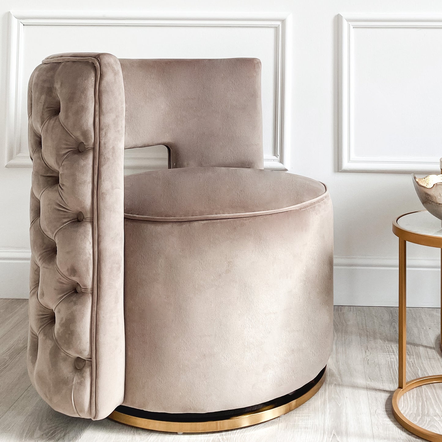 Mink Velvet Swivel Chair