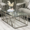 Aria Silver Coffee Table With Clear Glass Top