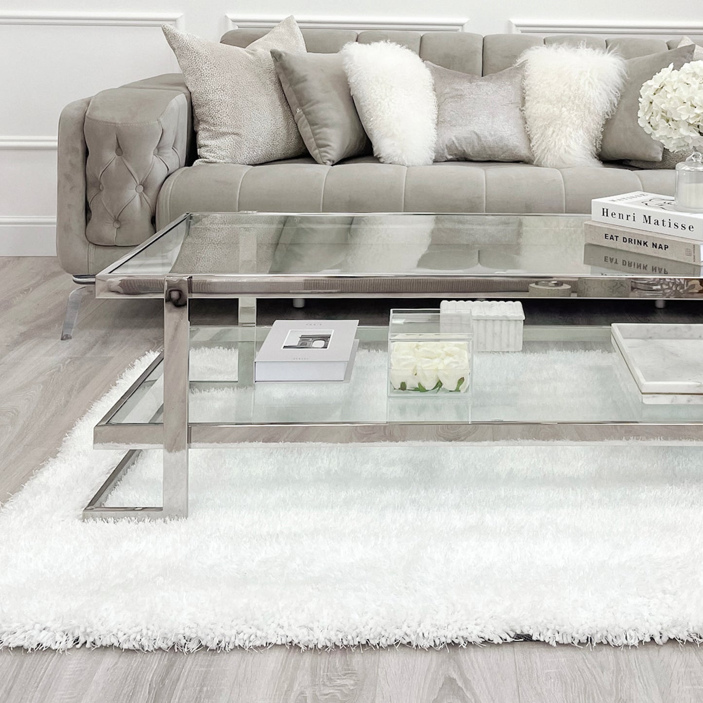 Off-White Shaggy Soft Rug