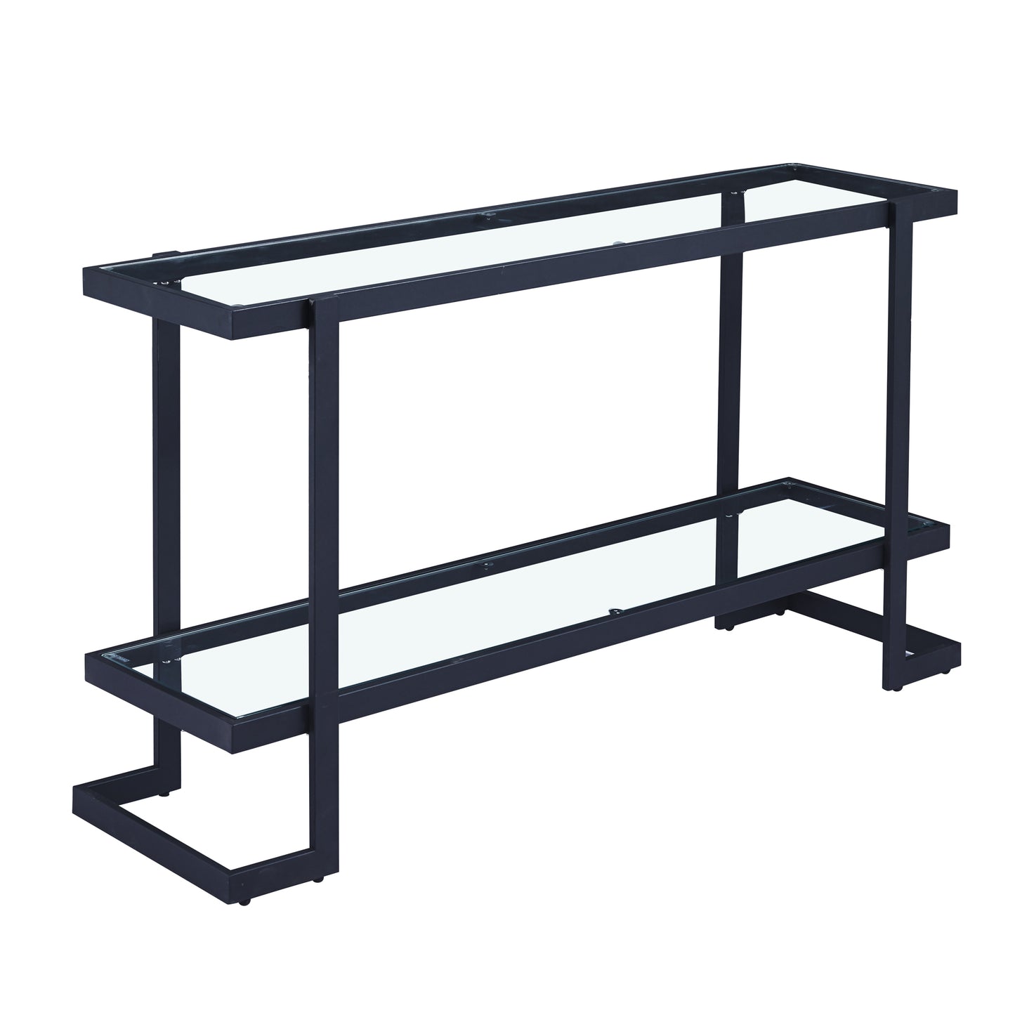 Clara Clear Glass Console Table With Matte Black Frame