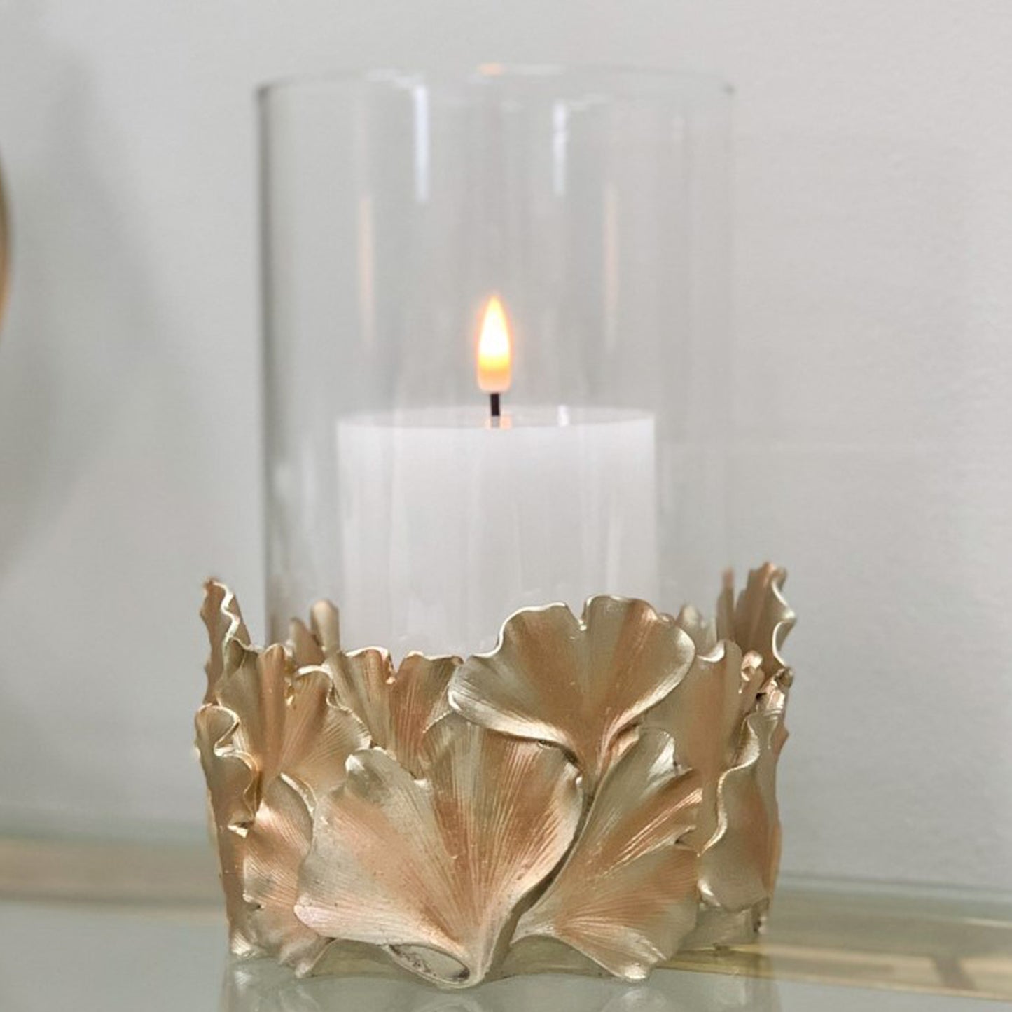 Gold Ginko Leaf Candle Holder