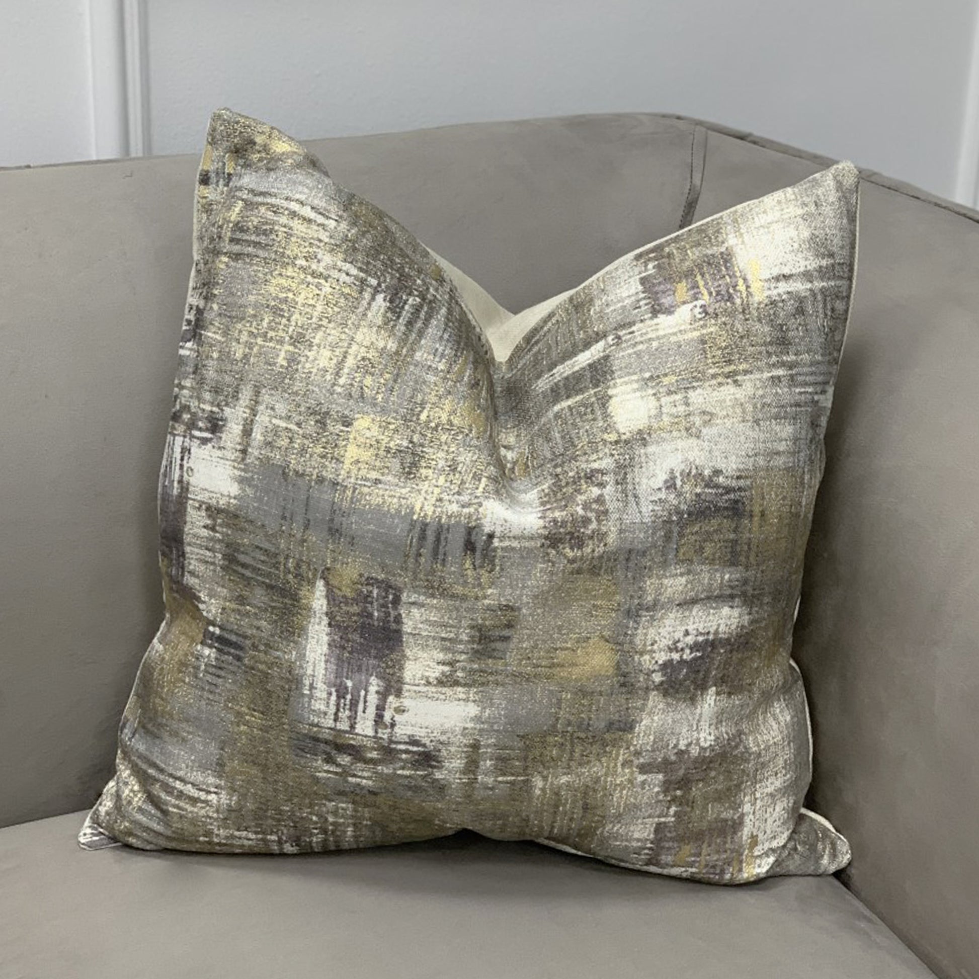 Hailey Gold And Grey Abstract Cushion