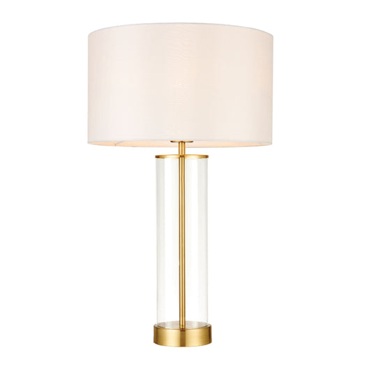 Brass Dimmable Touch Lamp With White Shade