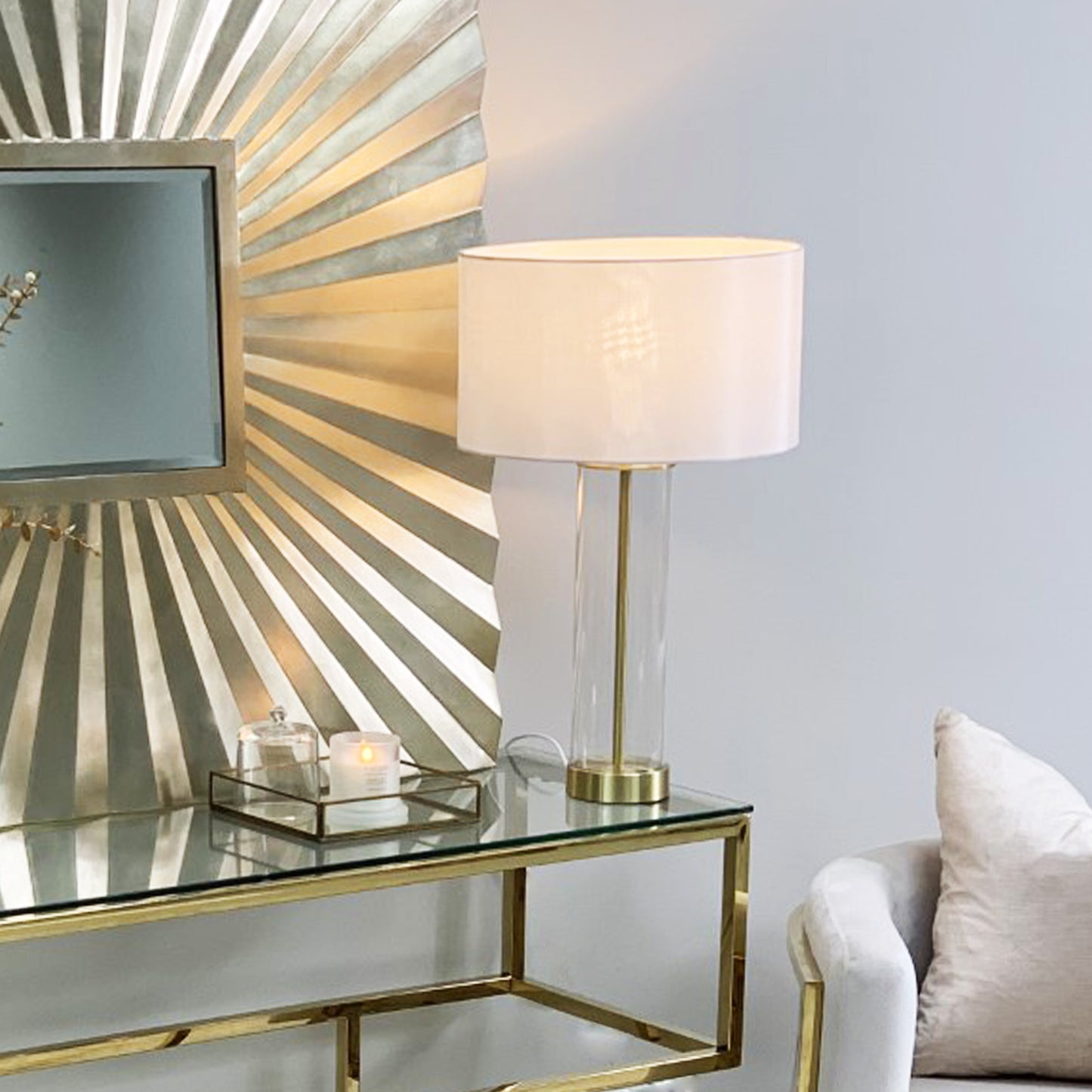 Brass Dimmable Touch Lamp With White Shade