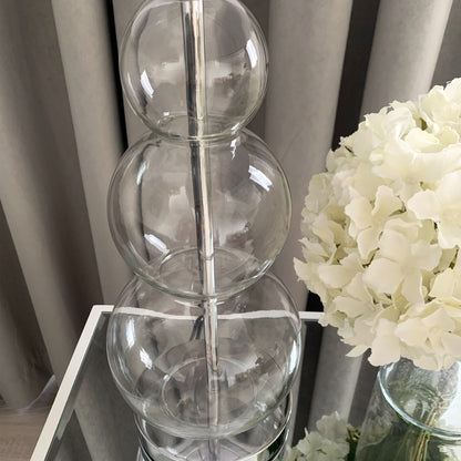 Bubble Clear Glass Table Lamp with Cream Shade