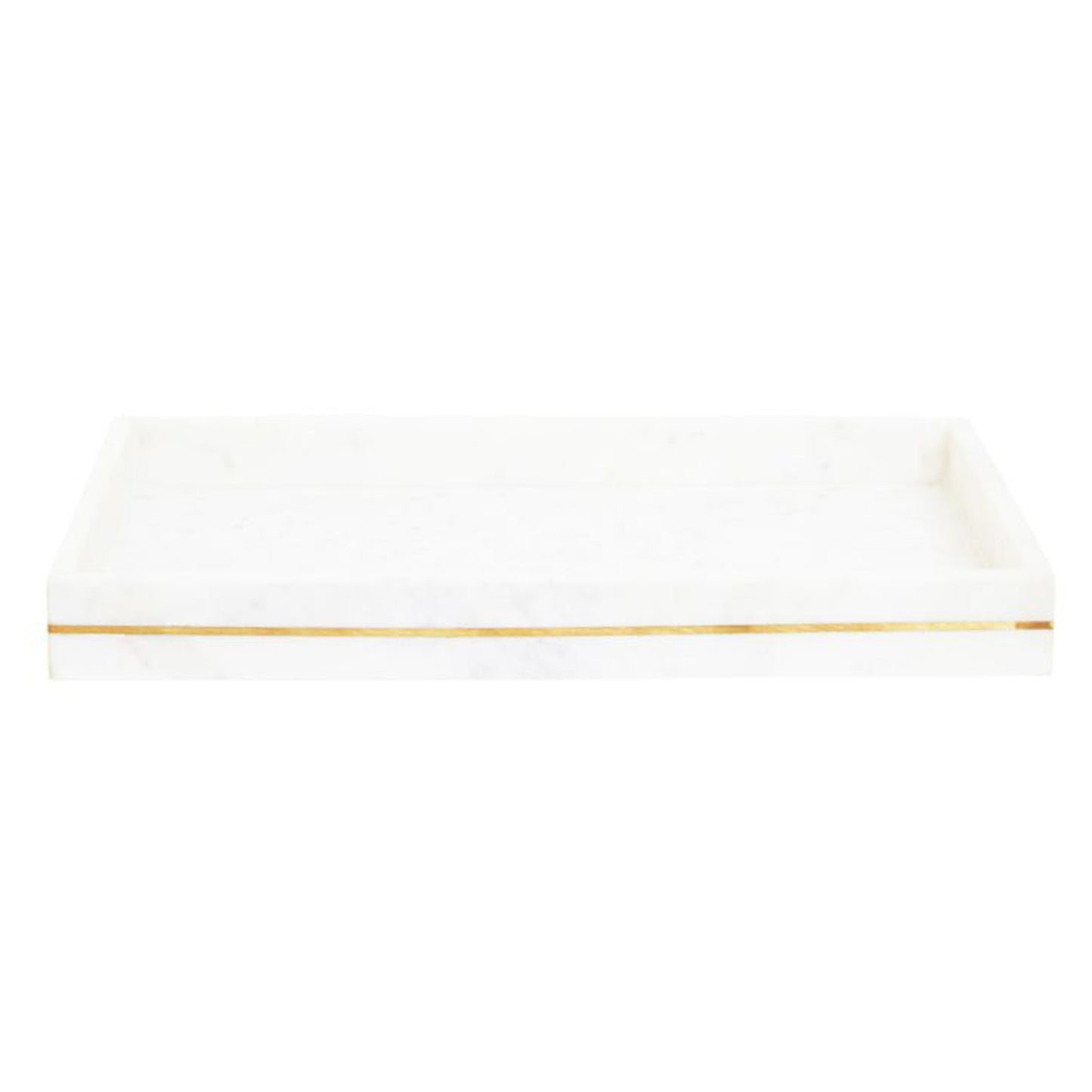 White Marble Tray With Gold Inlay