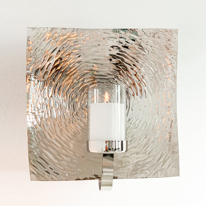Silver Textured Wall Sconce Candle Holder