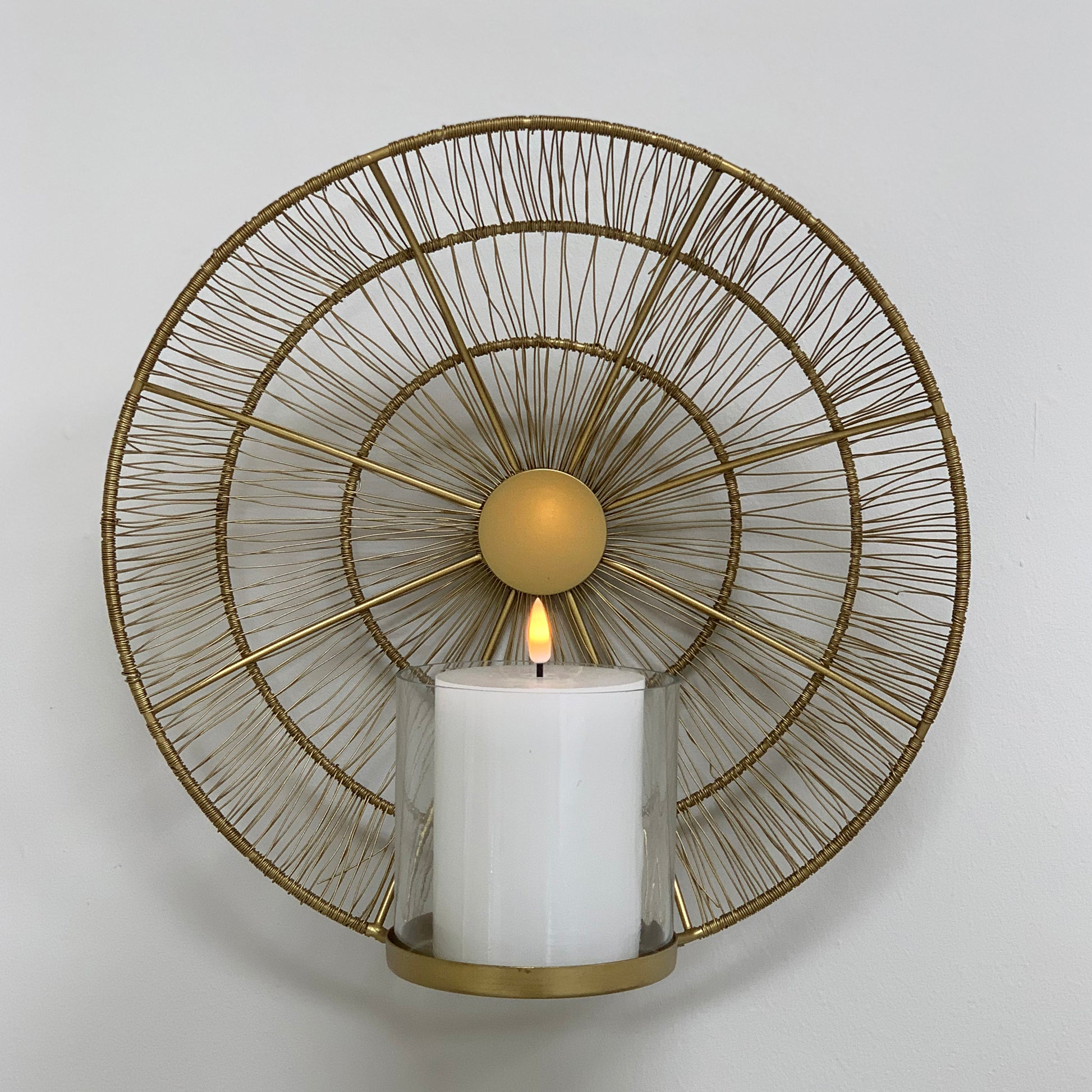 Gold Wire Wall Sconce Candle Holder