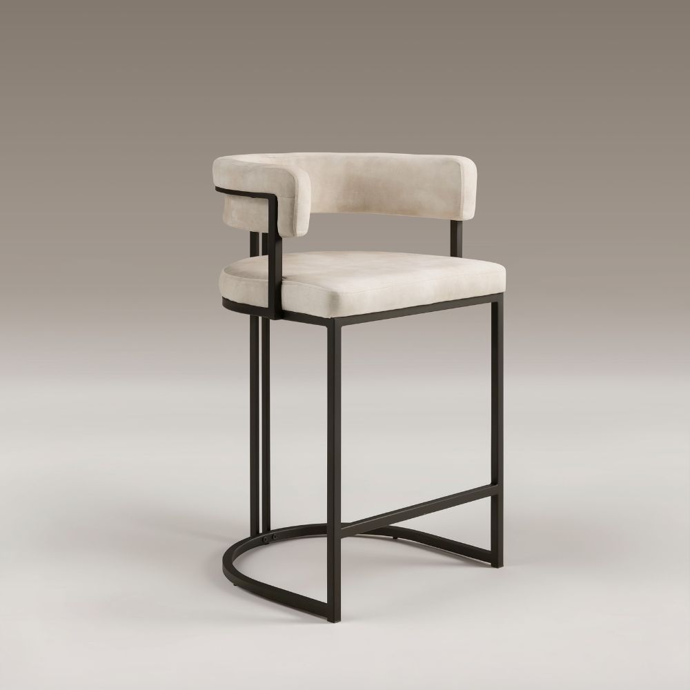 Mia Curved Cream Velvet Counter Stool