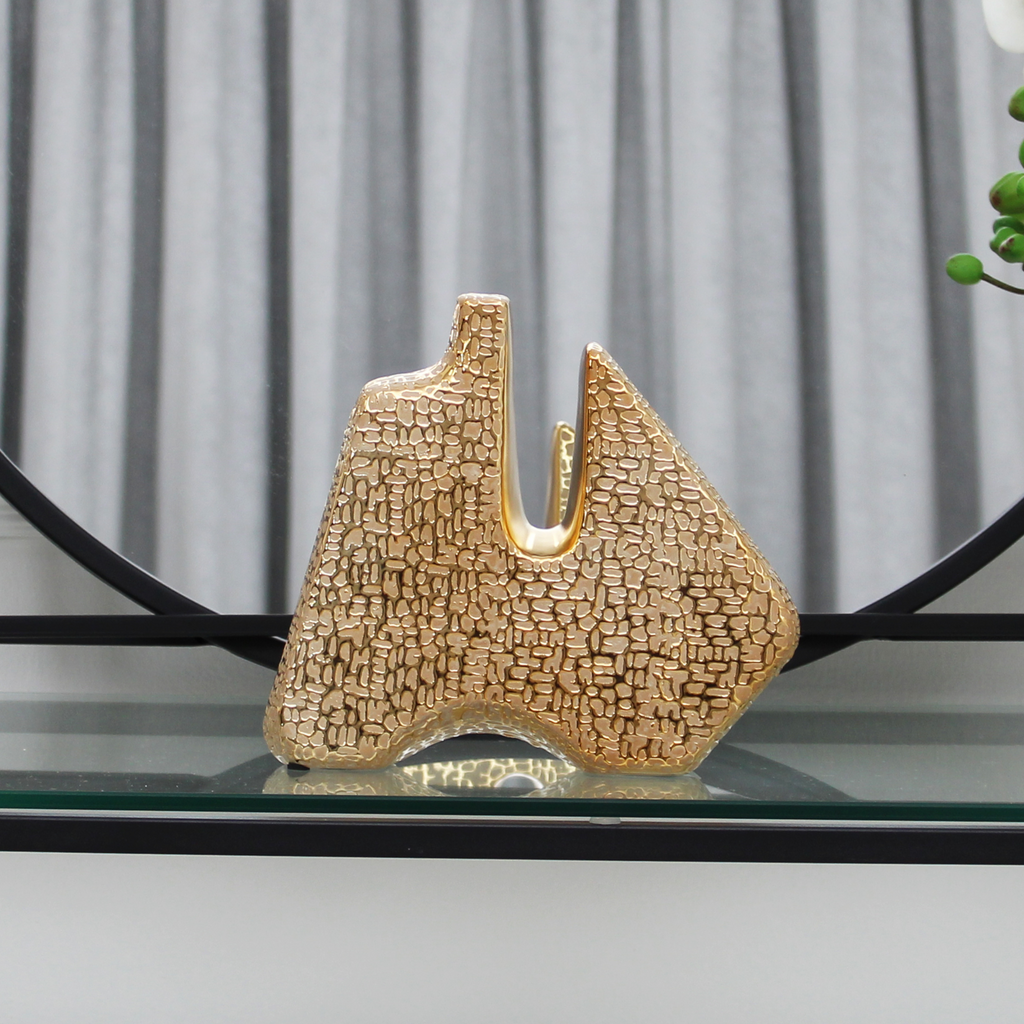 Small Gold Decorum Small Gold Textured Sculpture Decoration – Modish Furnishing