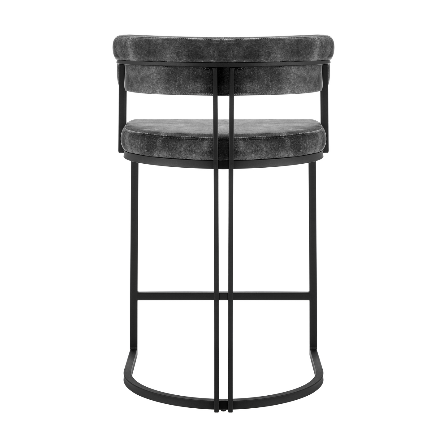 Curved Charcoal Velvet and Black Frame Counter Stool