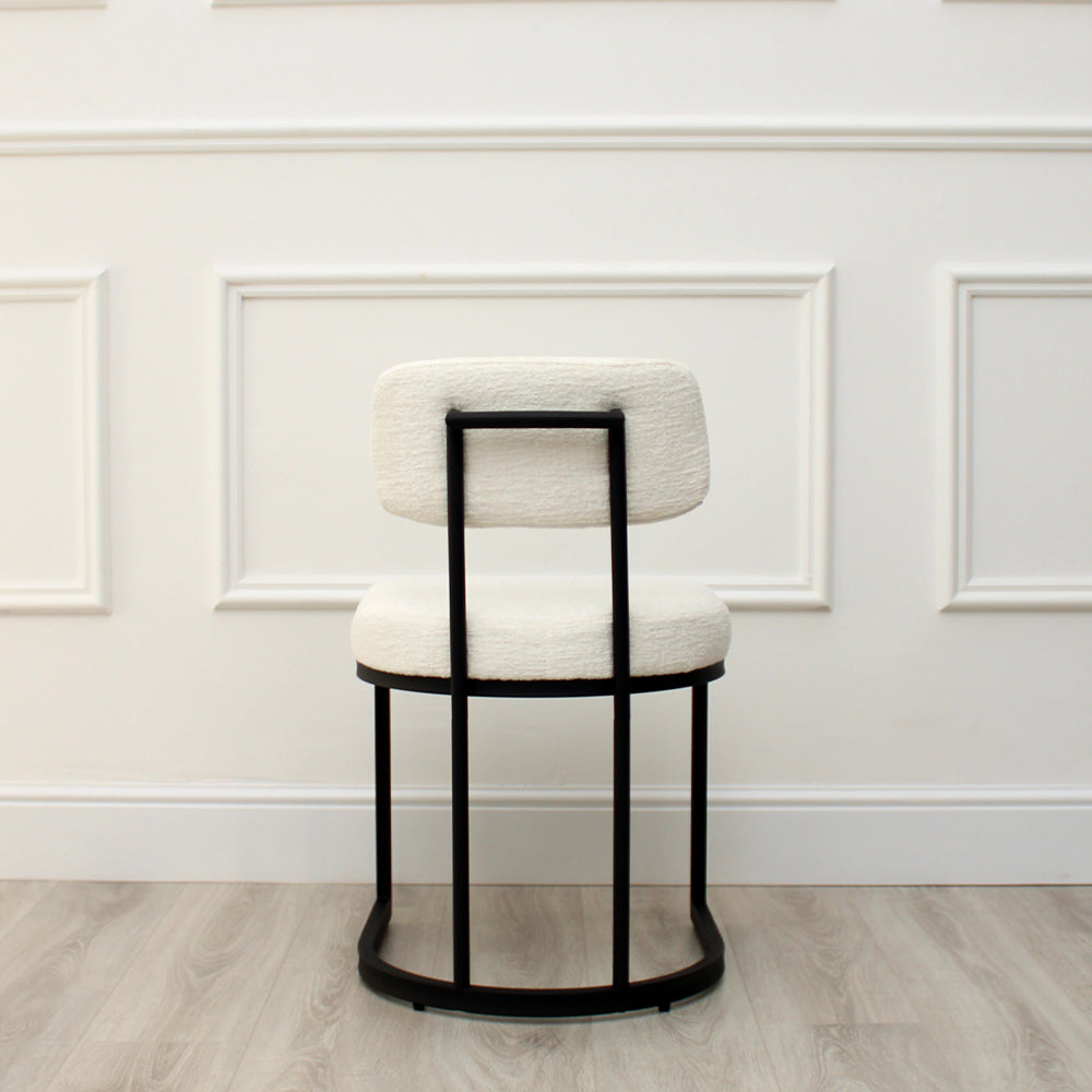 Rhea White Fabric Dining Chair With Black Frame