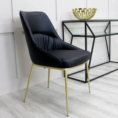 Black Leather Dining Chair With Gold Legs