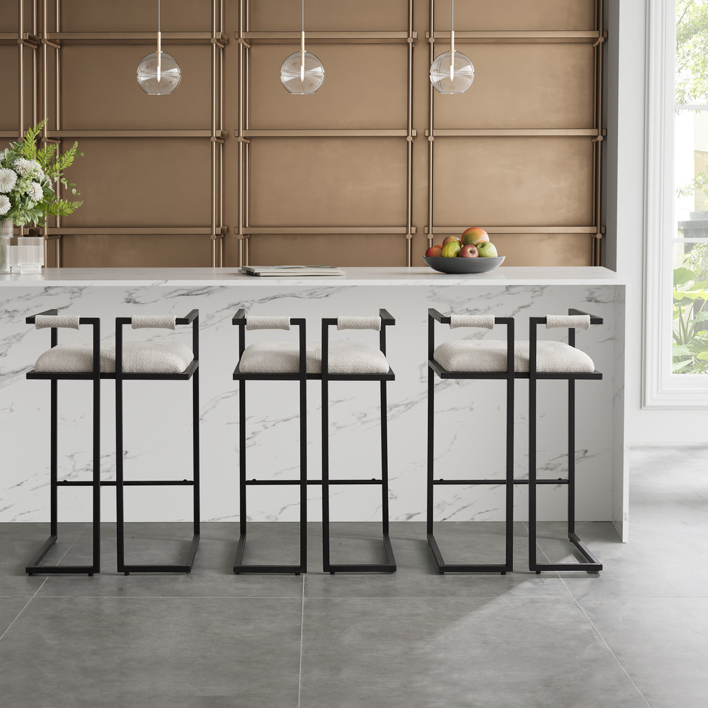Ivory Bar Tools Cassie Modern Ivory Fabric Bar Stool – Modish Furnishing